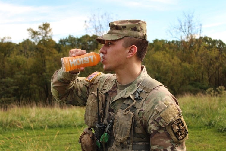 Soldier drinking Hoist