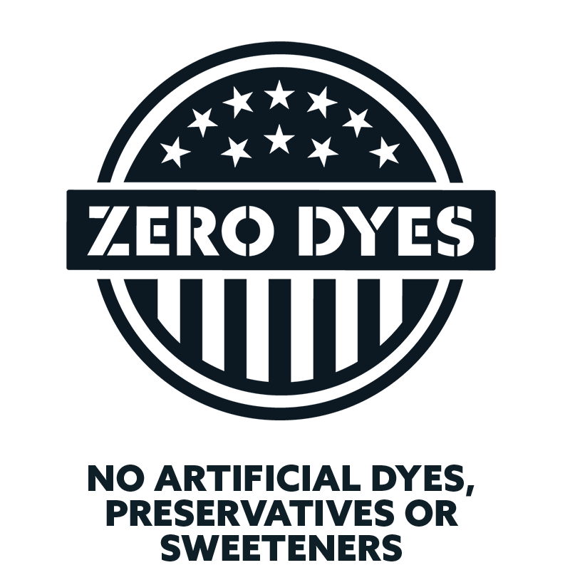 Logo for 'Zero Dyes' with stars and stripes design on a white background