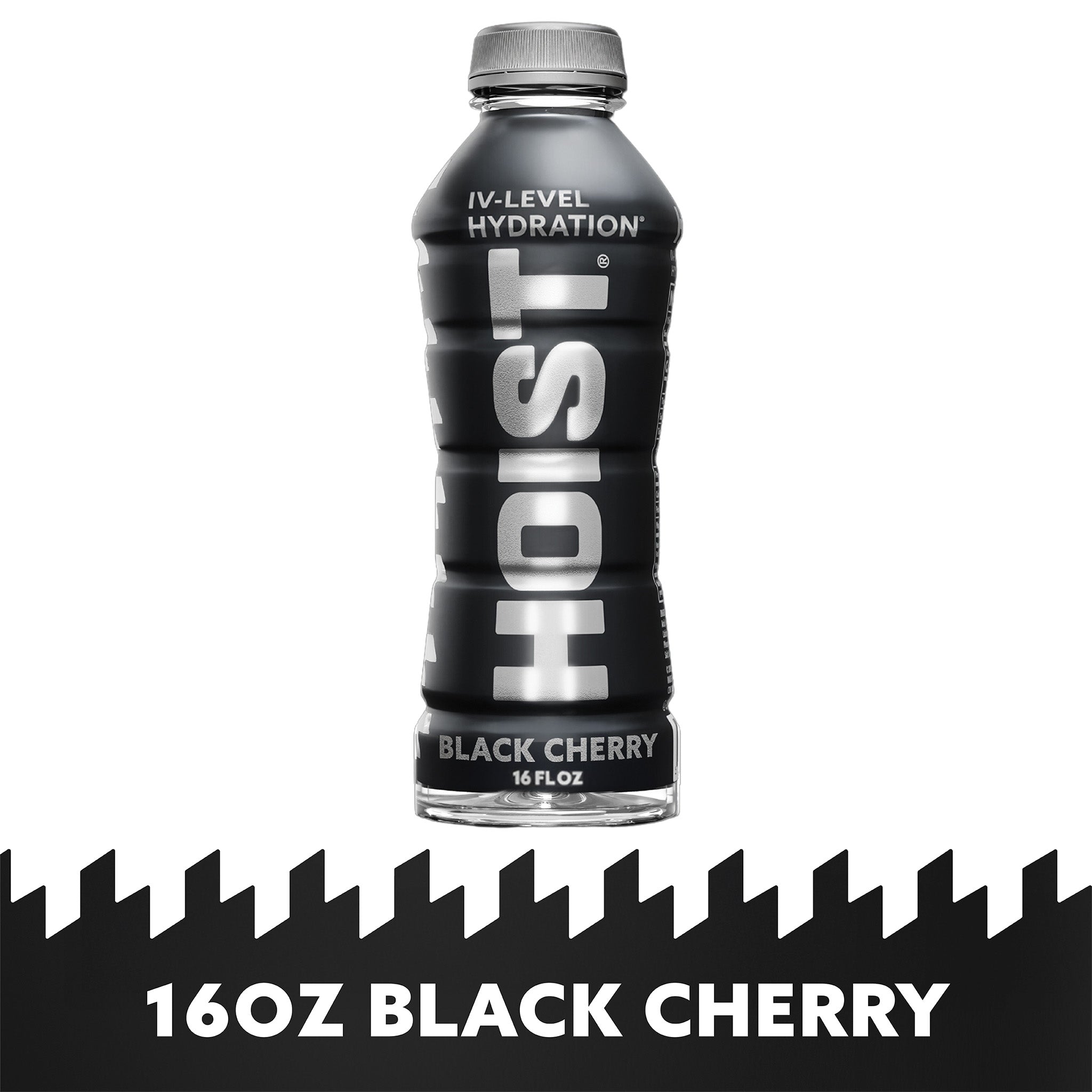 Black cherry hydration bottle with 'Hoist' branding on a white background